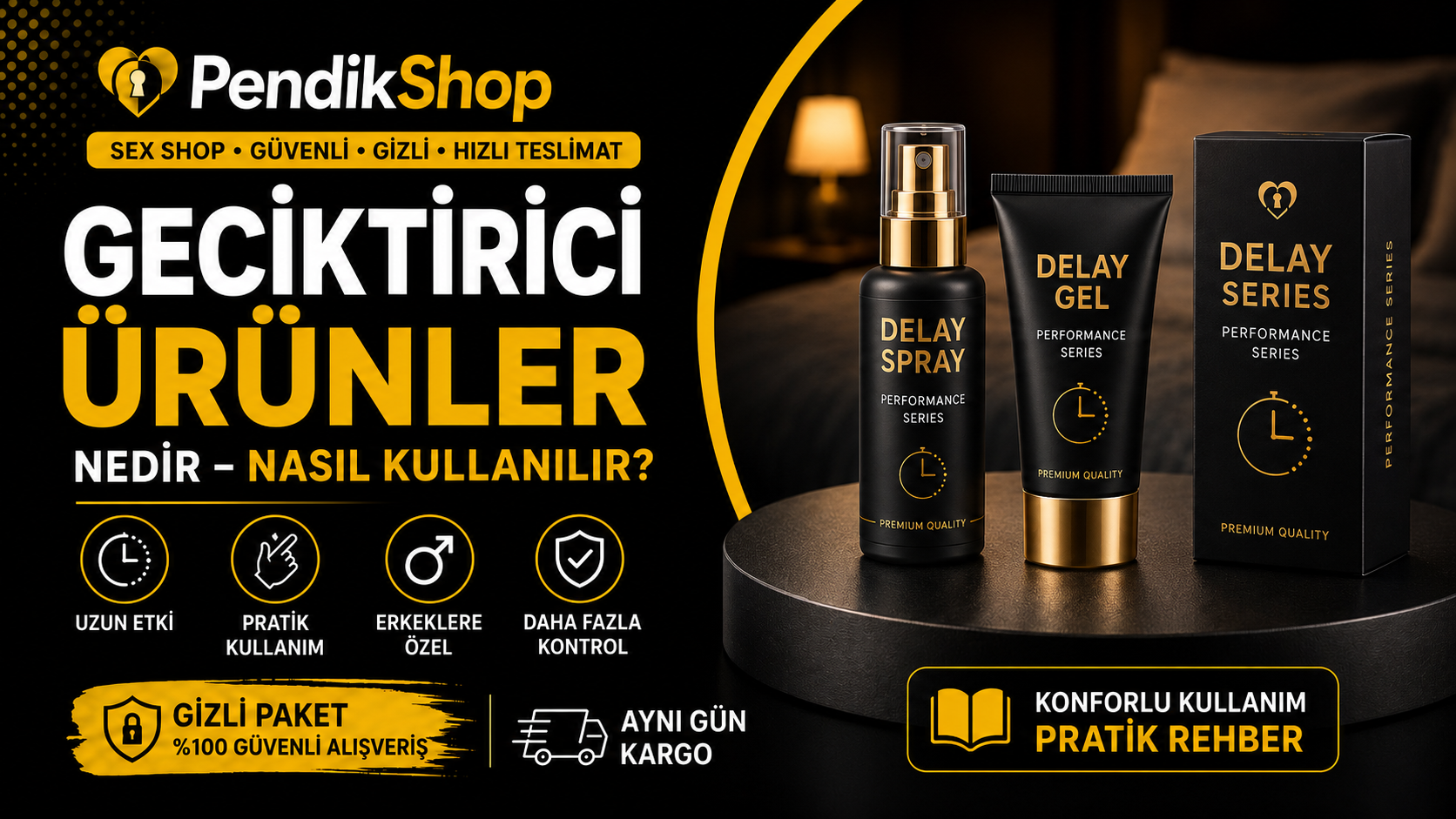 Cinsel eczane kategorisinde yetişkinlere yönelik yardımcı ve kişisel bakım ürünleri bulunur. Bu kategoride yer alabilecek ürünlerden bazıları şunlardır: Kayganlaştırıcı jeller Geciktirici sprey ve kremler Masaj yağları Prezervatif çeşitleri Feromonlu parfümler Oyuncak temizleme ürünleri Kişisel bakım ürünleri Güncel ürünlere cinsel eczane kategorisinden ulaşabilirsiniz.